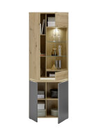 Wohnwand Anbauwand LIMOGES in Artisan Eiche Nb. / anthrazit, inkl. LED-Beleuchtung