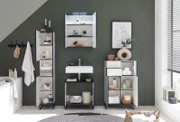 Badezimmer Badmöbel-Set VENEZIA weiß matt Hochschrank Spiegelschrank WBU Highboard Set 1