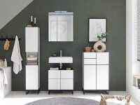 Badezimmer Badmöbel-Set VENEZIA weiß matt Hochschrank Spiegelschrank WBU Highboard Set 1