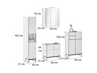 Badezimmer Badmöbel-Set VENEZIA weiß matt Hochschrank Spiegelschrank WBU Highboard Set 1