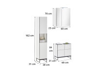 Badezimmer Badmöbel-Set VENEZIA weiß matt Hochschrank Spiegelschrank WBU Set 2