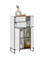 Badezimmer Badmöbel-Set VENEZIA weiß matt Spiegelschrank WBU Highboard Set 3