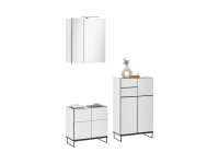 Badezimmer Badmöbel-Set VENEZIA weiß matt Spiegelschrank WBU Highboard Set 3