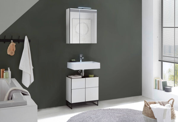 Badezimmer Badmöbel-Set VENEZIA weiß matt Spiegelschrank WBU Set 4