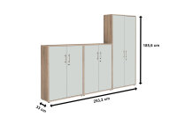 Aktenschrank TABOR 53 in Eiche Sonoma / weiß matt, Schrankwand, Büroschrank, abschließbar, Metallgriffe