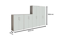 Aktenschrank TABOR 54 in lichtgrau / weiß matt, Schrankwand, Büroschrank, abschließbar, Metallgriffe