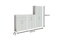 Aktenschrank TABOR 55 in weiß / weiß matt, Schrankwand, Büroschrank, abschließbar, Metallgriffe