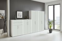 Aktenschrank TABOR 56 in weiß / weiß matt, Schrankwand, Büroschrank, abschließbar, Metallgriffe
