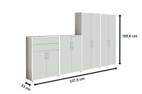 Aktenschrank TABOR 56 in weiß / weiß matt, Schrankwand, Büroschrank, abschließbar, Metallgriffe