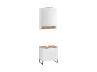 Badezimmer Badmöbel -Set Weiß matt ASPEN 60 cm Spiegelschrank Wbu Set 4