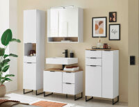 Badezimmer Badmöbel -Set Weiß matt ASPEN 80 cm Hochschrank Spiegelschrank Wbu Highboard Set 1