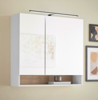 Badezimmer Badmöbel -Set Weiß matt ASPEN 80 cm Hochschrank Spiegelschrank Wbu Highboard Set 1