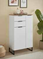 Badezimmer Badmöbel -Set Weiß matt ASPEN 80 cm Hochschrank Spiegelschrank Wbu Highboard Set 1