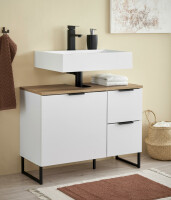 Badezimmer Badmöbel -Set Weiß matt ASPEN 80 cm Hochschrank Spiegelschrank Wbu Highboard Set 1
