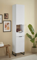Badezimmer Badmöbel -Set Weiß matt ASPEN 80 cm Hochschrank Spiegelschrank Wbu Highboard Set 1