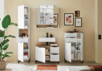 Badezimmer Badmöbel -Set Weiß matt ASPEN 80 cm Hochschrank Spiegelschrank Wbu Highboard Set 1