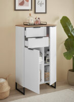 Badezimmer Badmöbel -Set Weiß matt ASPEN 80 cm Spiegelschrank Wbu Highboard Set 3
