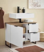 Badezimmer Badmöbel -Set Weiß matt ASPEN 80 cm Spiegelschrank Wbu Highboard Set 3