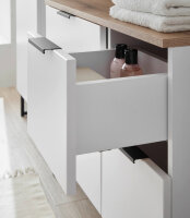 Badezimmer Badmöbel -Set Weiß matt ASPEN 80 cm Spiegelschrank Wbu Highboard Set 3