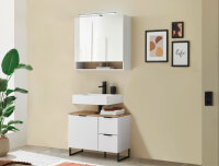 Badezimmer Badmöbel -Set Weiß matt ASPEN 80 cm Spiegelschrank Wbu Set 4
