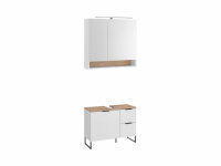 Badezimmer Badmöbel -Set Weiß matt ASPEN 80 cm Spiegelschrank Wbu Set 4