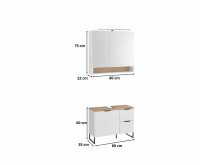Badezimmer Badmöbel -Set Weiß matt ASPEN 80 cm Spiegelschrank Wbu Set 4
