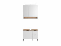 Badezimmer Badmöbel -Set Weiß matt ASPEN 80 cm Spiegelschrank Wbu Set 4