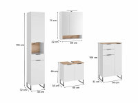 Badezimmer Badmöbel -Set ASPEN 60 cm Hochschrank Spiegelschrank Wbu Highboard Set 1