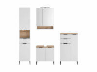 Badezimmer Badmöbel -Set ASPEN 60 cm Hochschrank Spiegelschrank Wbu Highboard Set 1
