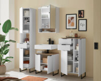 Badezimmer Badmöbel -Set ASPEN 60 cm Hochschrank Spiegelschrank Wbu Highboard Set 1