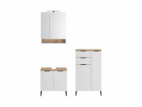 Badezimmer Badmöbel -Set ASPEN 60 cm Spiegelschrank Wbu Highboard Set 3