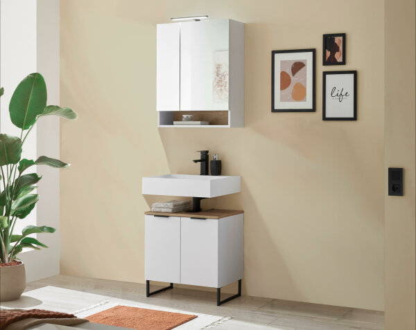 Badezimmer Badmöbel -Set ASPEN 60 cm Spiegelschrank Wbu Set 4