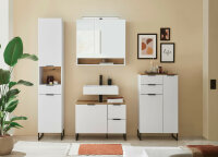 Badezimmer Badmöbel -Set ASPEN 80 cm Hochschrank Spiegelschrank Wbu Highboard Set 1