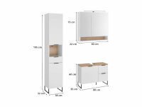 Badezimmer Badmöbel -Set ASPEN 80 cm Hochschrank Spiegelschrank Wbu Set 2