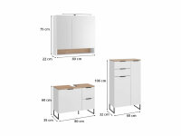 Badezimmer Badmöbel -Set ASPEN 80 cm Spiegelschrank Wbu Highboard Set 3
