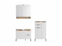 Badezimmer Badmöbel -Set ASPEN 80 cm Spiegelschrank Wbu Highboard Set 3