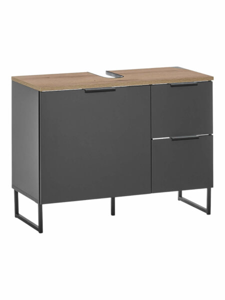 Badezimmer Waschbeckenunterschrank 80 cm Badmöbel ASPEN schwarz matt