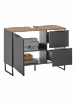 Badezimmer Waschbeckenunterschrank 80 cm Badmöbel ASPEN schwarz matt