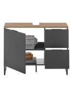 Badezimmer Waschbeckenunterschrank 80 cm Badmöbel ASPEN schwarz matt