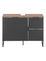 Badezimmer Waschbeckenunterschrank 80 cm Badmöbel ASPEN schwarz matt