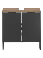 Badezimmer Waschbeckenunterschrank 60 cm Badmöbel ASPEN schwarz matt