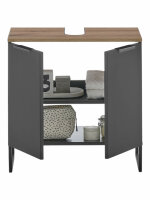 Badezimmer Waschbeckenunterschrank 60 cm Badmöbel ASPEN schwarz matt