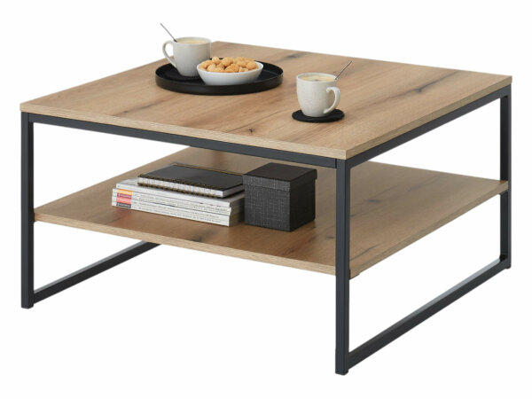 Couchtisch KUBUS in Evoke Eiche Dekor quadratisch Metallgestell (BxHxT) 75x40x75 cm
