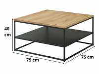 Couchtisch TIRANO Eiche massiv geölt mit durchgehender Lamelle (BxHxT) 75x40x75 cm
