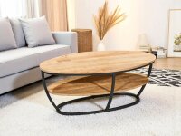 Couchtisch JAIPUR 2 Massivholz Mango, Metallgestell schwarz oval (BxHxT) 110x44x60 cm