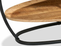 Couchtisch JAIPUR 2 Massivholz Mango, Metallgestell schwarz oval (BxHxT) 110x44x60 cm