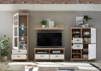 Wohnwand BELLEVUE in Polar Eiche / Anderson Pine, LED-Beleuchtung