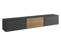 Lowboard VARIANTO 4, Schrank Set, anthrazit matt / anthrazit matt / Evoke Eiche 3 tlg., 228 cm hängend
