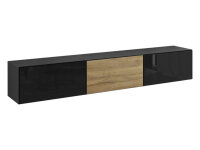 Lowboard VARIANTO 4, Schrank Set, anthrazit matt / schwarz Hochglanz / Evoke Eiche 3 tlg., 228 cm hängend
