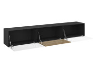 Lowboard VARIANTO 4, Schrank Set, anthrazit matt / weiß Hochglanz / Evoke Eiche 3 tlg., 228 cm hängend
